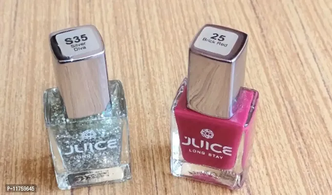 Juice Nail Polish S35 Silver  With  Brick Red  25