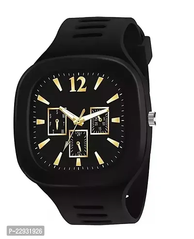 Stylish Black Silicone Analog Watches For Men-thumb0