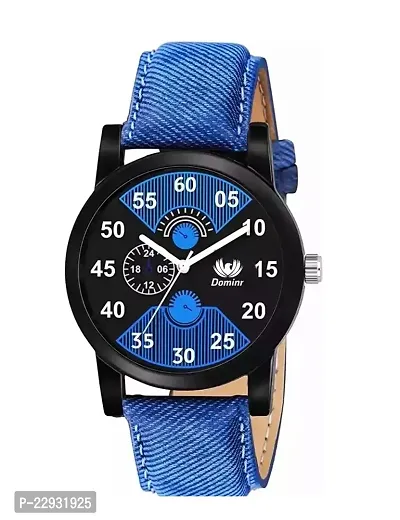 Stylish Blue Leather Analog Watches For Men-thumb0