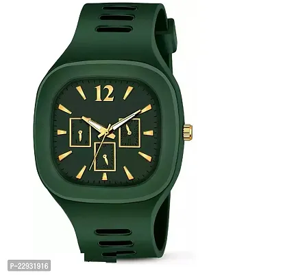 Stylish Green Silicone Analog Watches For Men-thumb0