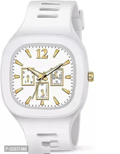 Stylish White Silicone Analog Watches For Men-thumb0