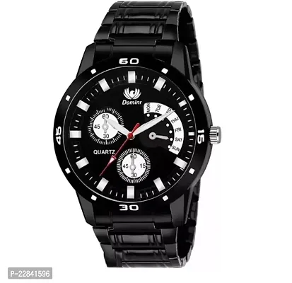 Stylish Black Leather Analog Watches For Men