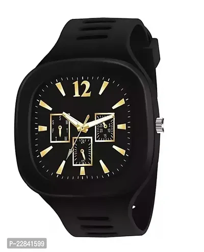 Stylish Black Leather Analog Watches For Men-thumb0