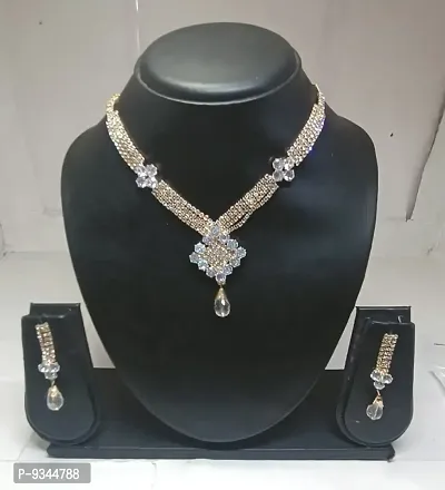 Glittering Fancy Allure American Diamond Necklace With Earring