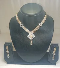 Glittering Fancy Allure American Diamond Necklace With Earring-thumb1