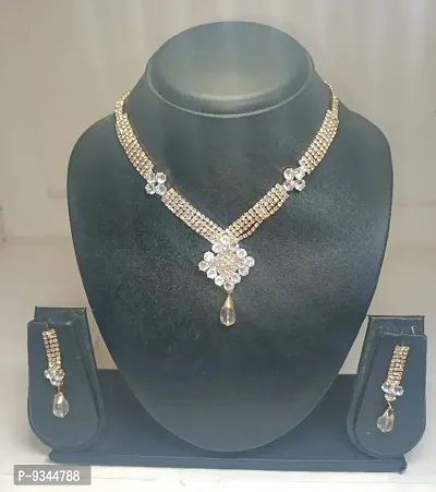 Glittering Fancy Allure American Diamond Necklace With Earring-thumb2