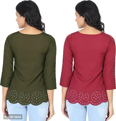 Elegant Crepe Solid Top For Women And Girls- Pack Of 2-thumb2