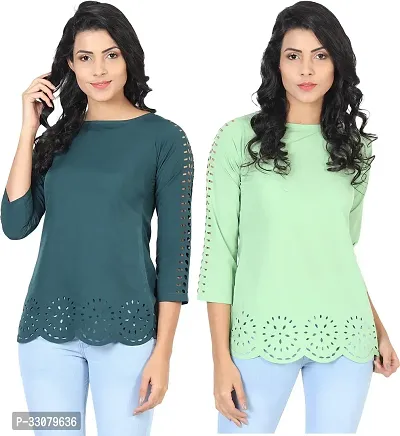 Elegant Crepe Solid Top For Women And Girls- Pack Of 2-thumb0