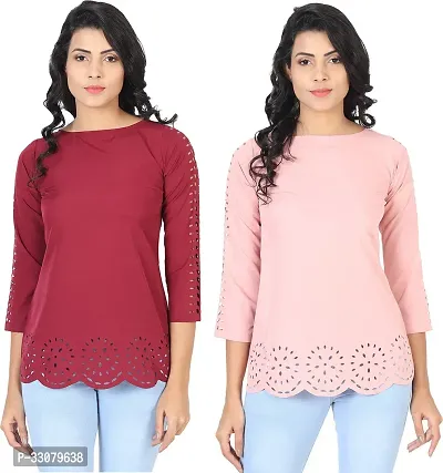 Elegant Crepe Solid Top For Women And Girls- Pack Of 2