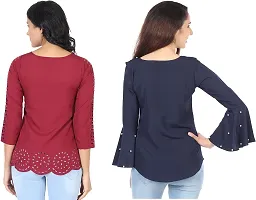 Elegant Crepe Solid Top For Women And Girls- Pack Of 2-thumb1