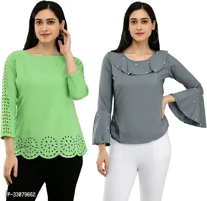 Elegant Polyester Solid Top For Women And Girls- Pack Of 2