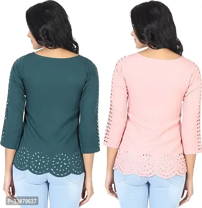 Elegant Crepe Solid Top For Women And Girls- Pack Of 2-thumb2