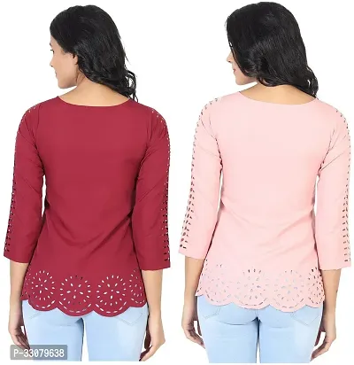 Elegant Crepe Solid Top For Women And Girls- Pack Of 2-thumb2