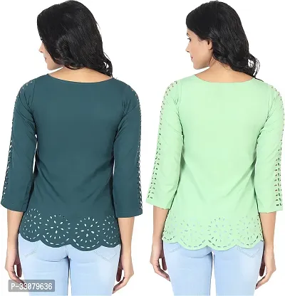 Elegant Crepe Solid Top For Women And Girls- Pack Of 2-thumb2