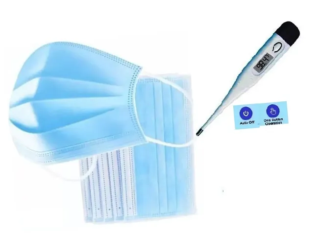 Combo of Thermometer Digital With Mask 3ply Blue