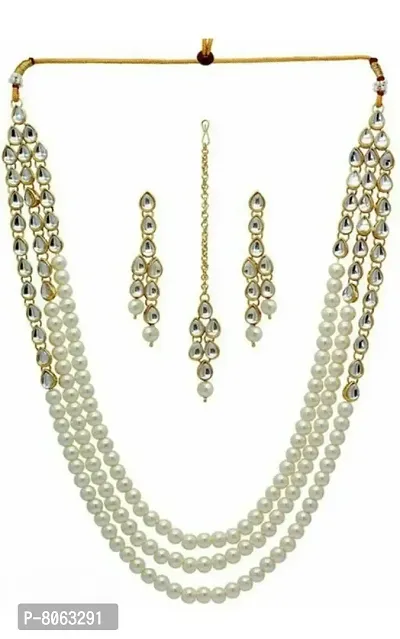 Stylish Fancy Alloy Kundan Pearl Jewellery Set For Women