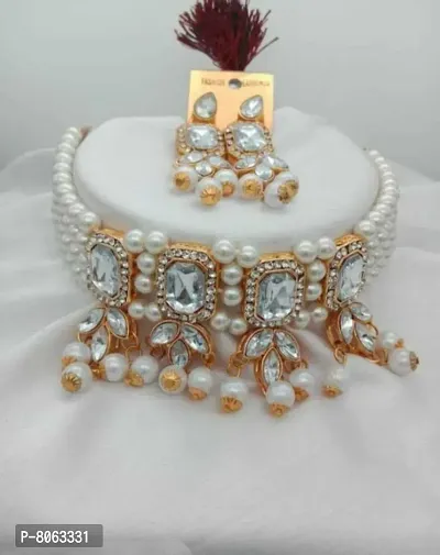 Stylish Fancy Alloy Kundan Pearl Jewellery Set For Women