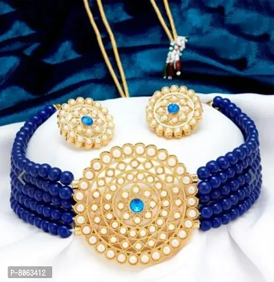 Stylish Fancy Alloy Kundan Layered Choker Jewellery Set For Women-thumb0