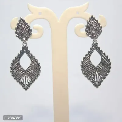 Elegant Silver Brass Drop Earrings For Women-thumb0
