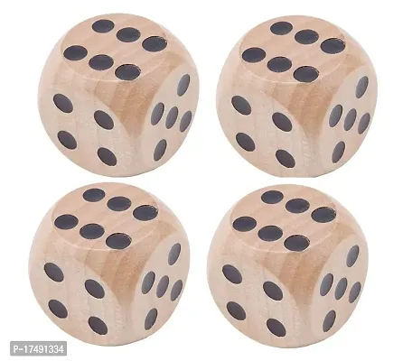 Morel Pack Of 4 Wooden Big Dice 3 Cm With Black Dots ndash; For Playing Snake And Ladder Ludo, Jhenga, Pub Party, Picnic, Business Game, Board Game Accessories