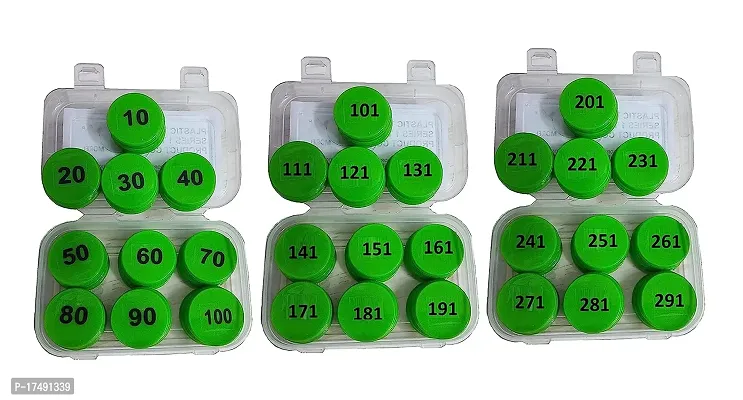 Morel Green Plastic Numerical Token Coins, Coins 1 To 300 Round Shape Plastic Token