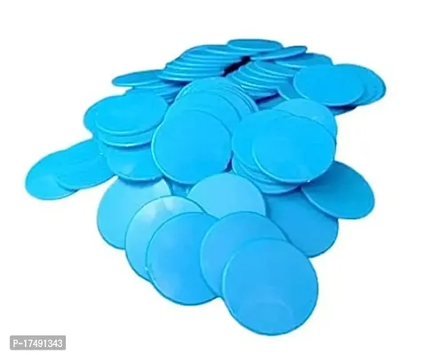 Morel Blue Plastic Round Shape Plain Token Coin, Chips For Shop, Board Games, Stores, Casino, School|100 Coins
