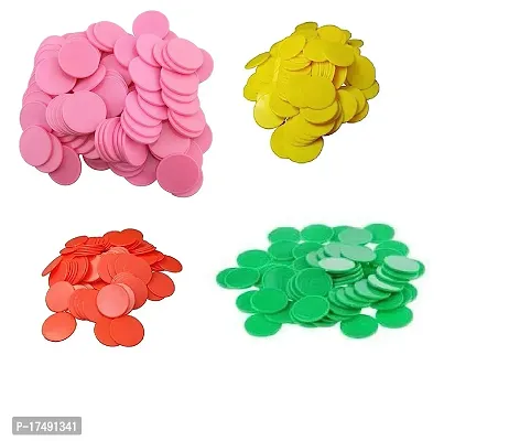 Morel Plastic Plain Token Coin, Chips For Board Games And Other Uses, Round Shape Plastic Plain Token (100 Coin Each Pkt)Pack 4
