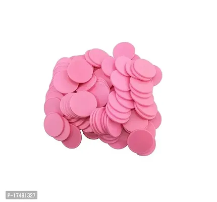 Morel Pink Plastic Round Shape Plain Token Coin, Chips For Shop, Board Games, Stores, Casino, School|100 Coins (Pink)