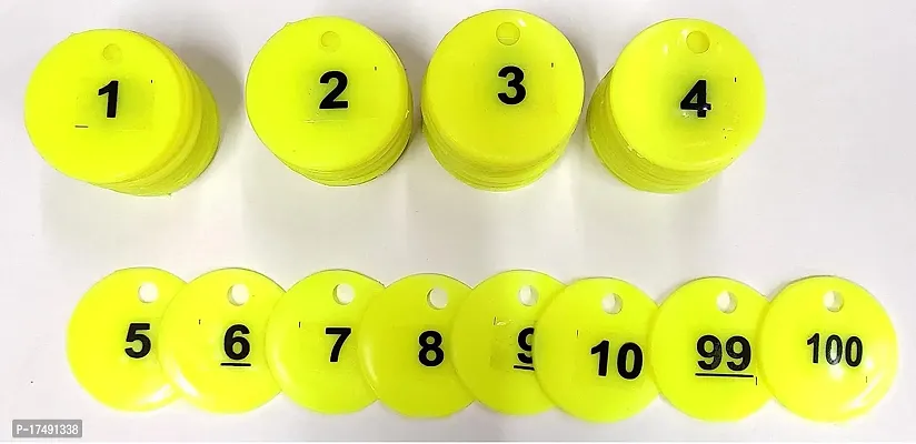 Morel Plastic Numerical 1 To 100 Token Coin With Hole Florescent Green For Playing Various Games, Housie Poker Organizer Hospital Clinics Sat Sang Etc
