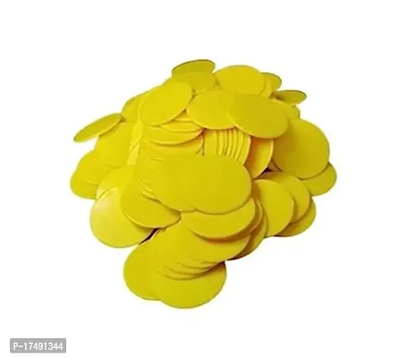Morel Yellow Plastic Round Shape Plain Token Coin, Chips For Shop, Board Games, Stores, Casino, School|100 Coins-thumb0