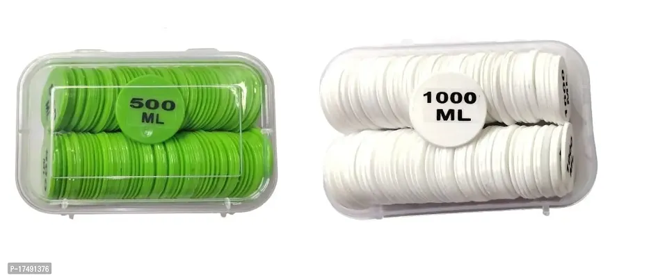 Morel Combo Of Green And White Plastic Round Shape 500 Ml, 1000 Ml Token Coin, Chips For Wine Bar, Milk, Dairy And For Hotel Purpose |Total 200 Coins