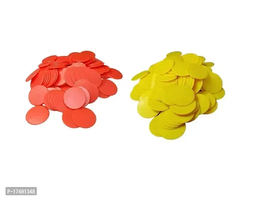 Morel Red And Yellow Plastic Round Shape Plain Token Coin, Chips For Board Games, Store , Doctor Token , Shop Token, Craft And Project |200 Coins