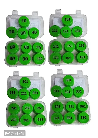 Morel Green Plastic Numerical Token Coins, Coins 1 To 400 Round Shape Plastic Token