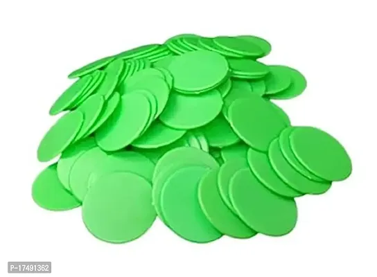 Morel Green Plastic Round Shape Plain Token Coin, Chips For Shop, Board Games, Stores, Casino, School|100 Coins
