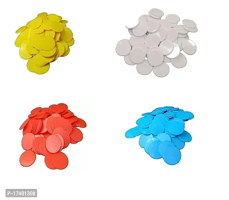 Plastic Counter Chip Plastic Coloured Chips Tokens Disc Tiles For Counting Kids School 100 Pieces Per Game Activity Learning For Kids School Casino Colours White, Red, Blue And Yellow
