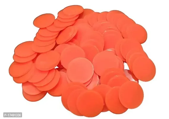 Morel Orange Plastic Round Shape Plain Token Chips Coin For Shop, Board Games, Stores, Casino, School, College Etc |100 Coins (23 Mm)-thumb0