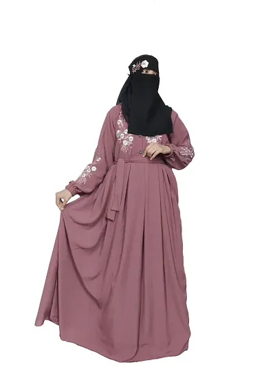 Abaya And Nosepiece With Embroidery For Women