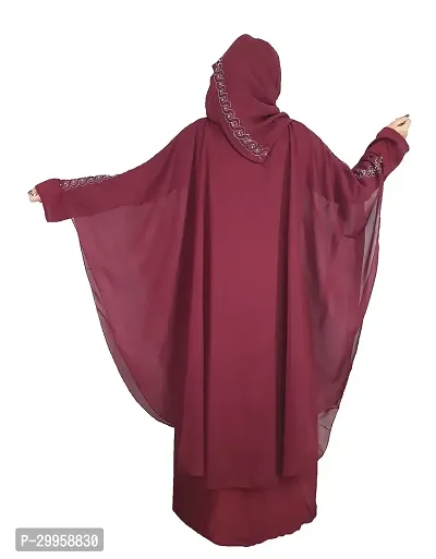 Maroon Farasha With Stone Work Fabric Nida-thumb2