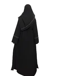 Black Abaya With Stone Work Front Side Dori Pattern Fabric Firdous-thumb1