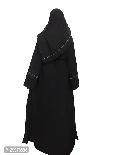 Black Abaya With Stone Work Front Side Dori Pattern Fabric Firdous-thumb2