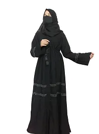 Black Abaya With Stone Work Front Side Dori Pattern Fabric Firdous-thumb2