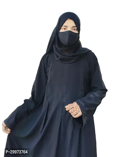 Black Abaya With Stone Work Fabric Firdous Dupatta+Hijab-thumb5