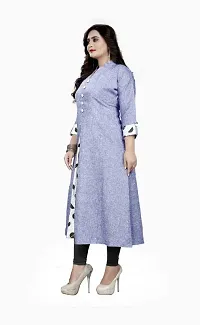 Stylish Cotton Grey Solid 3/4 Sleeves Anarkali Kurta For Women-thumb2