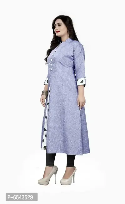 Stylish Cotton Grey Solid 3/4 Sleeves Anarkali Kurta For Women-thumb3