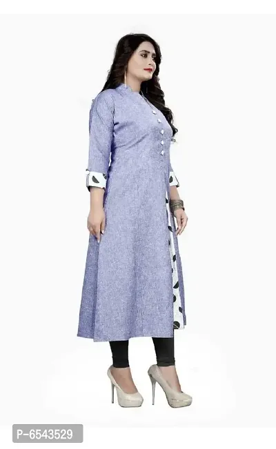 Stylish Cotton Grey Solid 3/4 Sleeves Anarkali Kurta For Women-thumb4