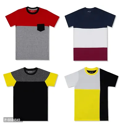 Stylish Cotton Colourblocked Multicoloured T-shirt For Baby Boys Pack Of 4