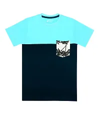SILVER FANG Boys Cut & Sew Half Sleeve Regular Fit T-Shirt Cotton T-Shirt Pack of 2 Light Blue, Yellow-thumb2