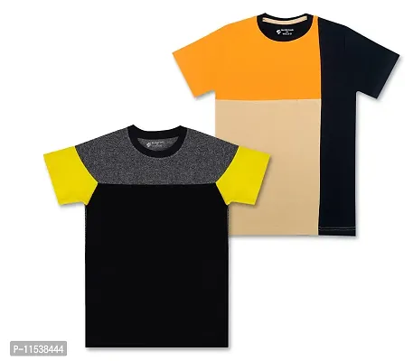 SILVER FANG Boys Cut  Sew Half Sleeve Regular Fit T-Shirt Cotton T-Shirt Pack of 2