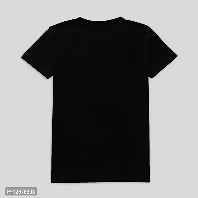 BLACK COLOUR PRINTED ROUND NECK COTTON T-SHIRT-thumb2