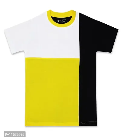 SILVER FANG Boys Cut & Sew Half Sleeve Regular Fit T-Shirt Cotton T-Shirt Pack of 2 Light Blue, Yellow-thumb4